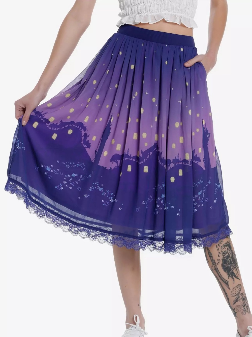 Disney Princess Tangled Rapunzel Lantern Midi Skirt Small